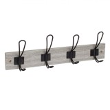 Cuier de Perete, Model Petre, Lemn, Cu 4 C&acirc;rlige, Gri, 45x7x1.2cm, Oem
