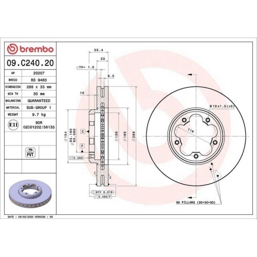 Set disc frana Ford Tourneo Custom V362 Bus (F3) 09.12-, Transit Custom V362 Box (Fy Fz) 09.12-, Transit Custom V362 Bus (F3) 04.12-, Transit V363 Bo