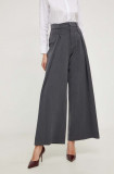 Cumpara ieftin Answear Lab pantaloni de bumbac culoarea gri, drept, high waist