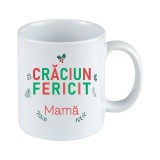 Cana alba personalizata Craciun fericit Mama, INOVATIX&reg;. 330ml