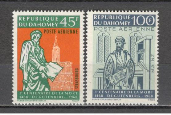 Dahomey.1968 Posta aeriana:500 ani moarte J.Gutemberg-tipograf MD.58