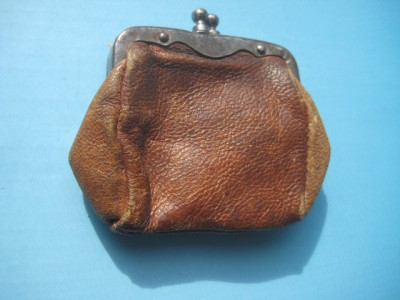 4663-I-Mini Portofel din piele vechi de colectie anii dupa 1900. foto