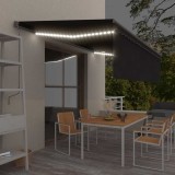 vidaXL Copertină automată cu stor&amp;LED&amp;senzor de v&acirc;nt antracit 5x3 m