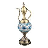Cumpara ieftin Veioza Orientala Vintage cu Mozaic Albastru, 37cm, Metal, E14, 40W, A+, Stil Modern, Decorativa Noptiera Living