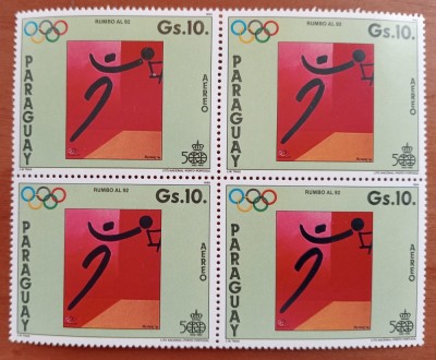 PARAGUAY -1992-&amp;#039;&amp;#039;-OLIMPIADA&amp;#039;&amp;#039; -1VAL.in BLOC DE4&amp;#039;&amp;#039;-MNH nestamp. foto