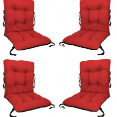 Set 4 Perne sezut/spatar pentru scaun de gradina sau balansoar, 50x50x55 cm, culoare rosu