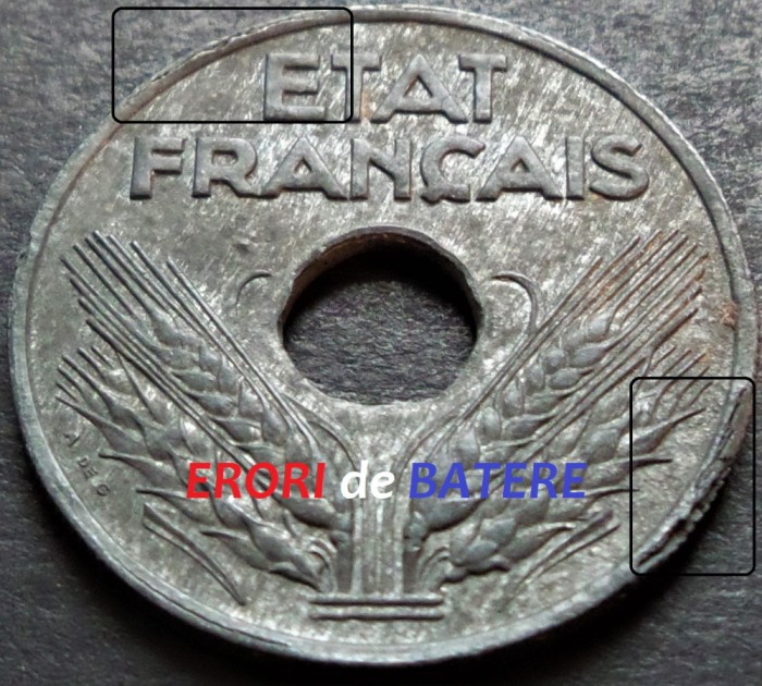 Moneda istorica 20 CENTIMES - FRANTA, anul 1942 *cod 4805 ZINC VICHY - ERORI!