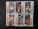 Cambodgia-Flora,orhidee-serie completa-nestampilate, Nestampilat