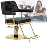 Scaun de coafat Ezra hidraulic rotativ pentru salonul de coafură Suport cromat scaun de coafor