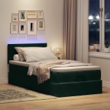 Cumpara ieftin Cadru de pat otoman cu saltea verde inchis 90x190cm catifea