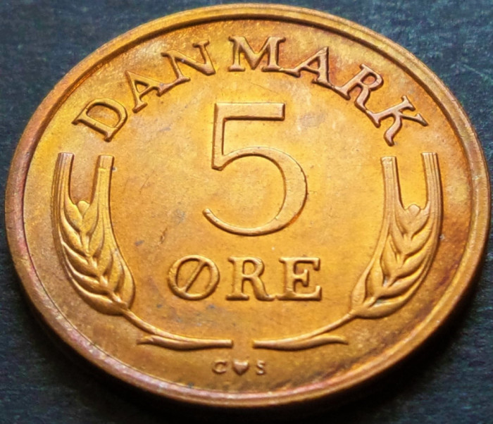 Moneda 5 ORE - DANEMARCA, anul 1971 *cod 3995 UNC - GRADABILĂ - luciu batere
