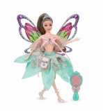 Papusa spiridus cu aripi Emily Pretty Fairy cu fustita verde