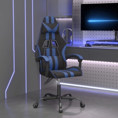 vidaXL Scaun de gaming pivotant, negru și albastru, piele ecologică 349519 foto