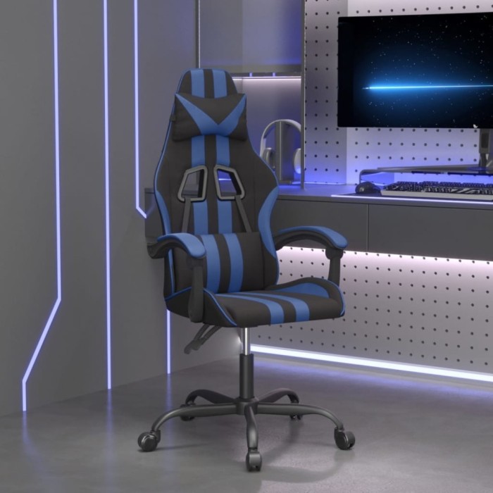 vidaXL Scaun de gaming pivotant, negru și albastru, piele ecologică 349519