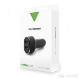 Fast Car Charger, 2.4A, Vetter GO, 2 x USB, Black (WS)