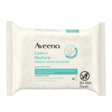 Servetele demachiante Aveeno Calm + Restore pentru ochi, buze si fata, piele sensibila, fara alcool, 25 buc