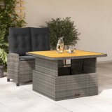 vidaXL Set mobilier de grădină cu perne, 2 piese, gri, poliratan