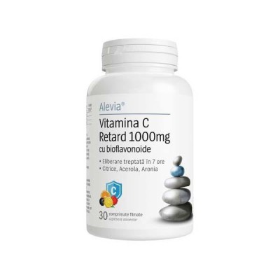 Vitamina C Retard cu Bioflavonoide 1000 miligrame 30 capsule Alevia foto