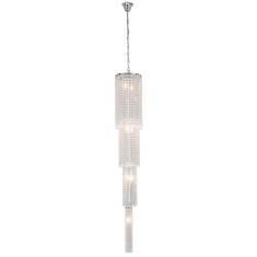 Candelabru metal argintiu sticla transparenta 30x185/245 cm