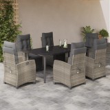 Set mobilier de gradina cu perne, 7 piese gri deschis poliratan GartenMobel Dekor, vidaXL