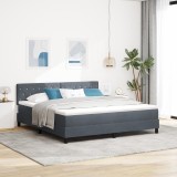 vidaXL Pat box spring cu saltea, gri &icirc;nchis, super king, catifea