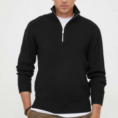 Armani Exchange pulover din amestec de lana barbati, culoarea negru