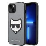 Husa originala iPhone 14 Plus Karl Lagerfeld Saffiano, Choupette Head, argintiu, KLHCP14MSAPCHG
