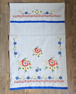 STERGAR VECHI DIN BUMBAC GROS, MODEL CUSUT MANUAL- FLORI DE CAMP foto
