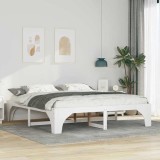 VidaXL Cadru de pat de podea Alb 200 x 200 cm Lemn masiv de pin 872975