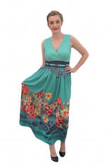 Rochie maxi, de vara, multicolora cu imprimeu floral foto