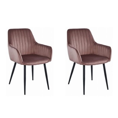 Set 2 scaune bucatarie/living, Artool, Solden, catifea, metal, roz si negru, 55x45.5x83.5 cm foto