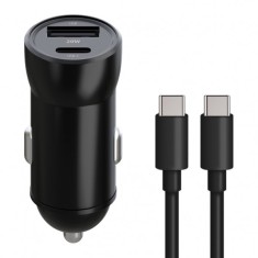 Incarcator Auto Cu Cablu USB-C MaXlife MXCC-04, 20W, 3A, 1 x USB-A - 1 x USB-C, Negru