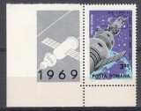 ROMANIA 1969 LP 697 a COSMOS II &rdquo;SOIUZ 4 SI 5&rdquo; SERIE CU VINIETA MNH