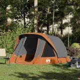 vidaXL Cabină cort de camping 4 persoane gri și portocaliu impermeabil