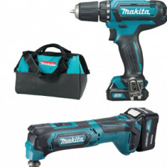 Makita CLX206SX1 set masina de gaurit si insurubat DF331D + multifunctional TM30D + 2 acumulatori BL1015 + incarcator simplu DC10SA + geanta