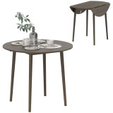 HOMCOM Masa de dining plianta 2 abatante, masa rotunda extensibila pentru 4 persoane, picioare din lemn &Oslash; 89 x 73,5 cm, gri | Aosom Romania