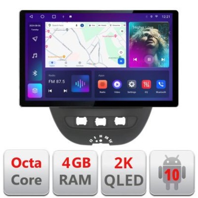 Navigatie dedicata Edonav Citroen C1 Peugeot 107 Toyota Aygo 2005-2014, Ecran 2K QLED 13&amp;quot;,Octacore,4Gb RAM,32Gb Hdd,4G,360,DSP,Carplay,Bluetooth V1 Ca foto