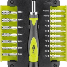 Set surubelnita 17biti CrV 3x capete plane 1mm 1.5mm 2mm 2x Phillips PH000 PH00 3x Torx T4 T5 T6 2x stele Star 0.8 1.2 7x hexago