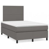 Cumpara ieftin Pat box spring cu saltea, gri, 120x200 cm, piele ecologica