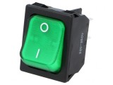 &Icirc;ntrerupător Balansier Verde ON-OFF 10A/250V cu Lampă Neon
