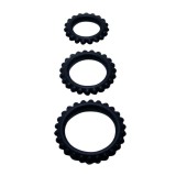 Set 3 inele pentru penis BAILE Titan, pentru &icirc;nt&acirc;rzierea ejaculării, din silicon, diametre 1.9 cm, 2.4 cm și 2.8 cm, negru