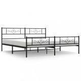 Cumpara ieftin Cadru pat metalic cu tablii de cap/picioare, negru, 200x200 cm