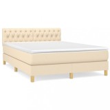 Cumpara ieftin Pat box spring cu saltea, crem, 140x200 cm, textil