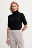United Colors of Benetton pulover de l&acirc;nă pentru copii culoarea negru, light, cu guler, 102HD203X