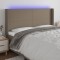 vidaXL Tăblie de pat cu LED, gri taupe, 183x16x118/128 cm, textil 3123786