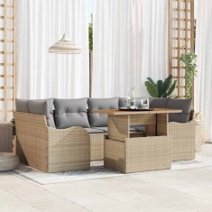 vidaXL Set de canapele pentru grădină 7 pcs Bej Rattan poli 3358149