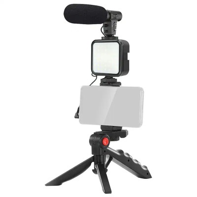 Set Vlogging 4 in 1 PLATINET PMVG4IN1 Microfon /Lumina video LED /Suport smartphone /Trepied foto