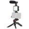 Set Vlogging 4 in 1 PLATINET PMVG4IN1 Microfon /Lumina video LED /Suport smartphone /Trepied