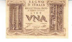 B11 7 - Bancnota foarte veche - Italia - una lira - 1935
