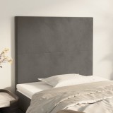 vidaXL Tăblii de pat, 2 buc, gri &icirc;nchis, 90x5x78/88 cm, catifea